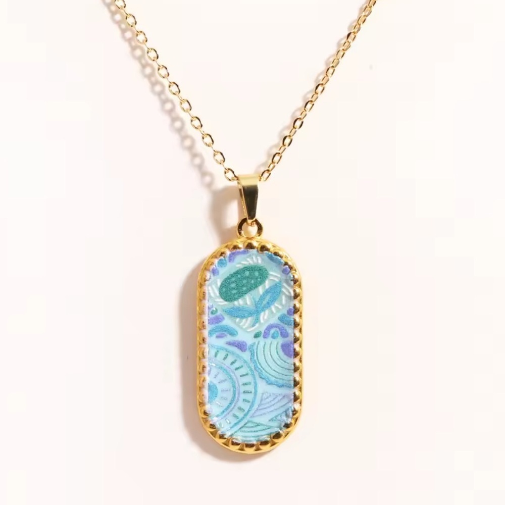 Gold and Blue Pendant Necklace